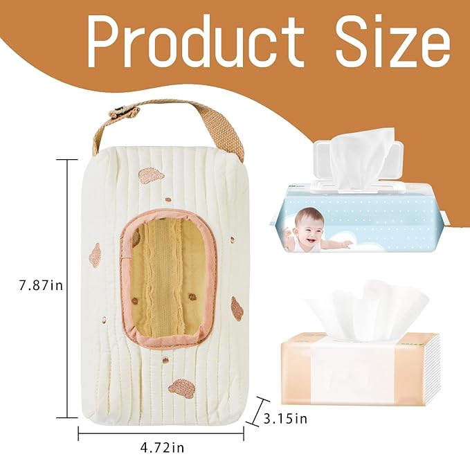 Quilted Baby Wipe Holder Floral Diaper Pouch Portable Quilted Wipes Bag for Car, Stroller