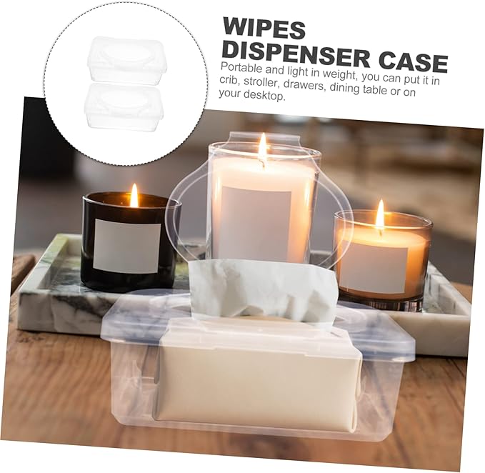 2pcs Baby Wipes Box Clear Plastic Boxes Travel Wipes Case Clear Organizer Box Wipe Holder Case Diaper Wipes Boxes Wipe Dispenser Nursery Wipes Dispenser Wipe Dispenser for Bathroom