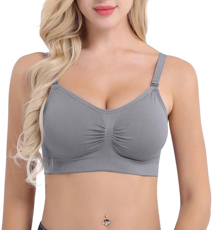 Womens Nursing Bra Seamless Sleeping Wirefree Breastfeeding Maternity Bralette with Removable Spill Prevention Pads