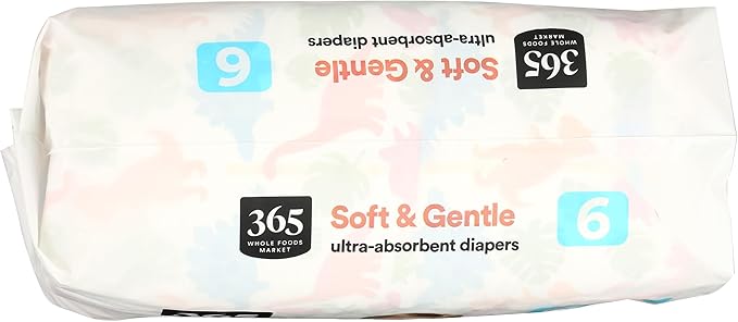 365 by Whole Foods Market, Soft & Gentle Size 6 Diapers with Wetness Indicator, Ultra-Absorbent, Hypo-Allergenic, Ultra-Absorbent, 20 Count