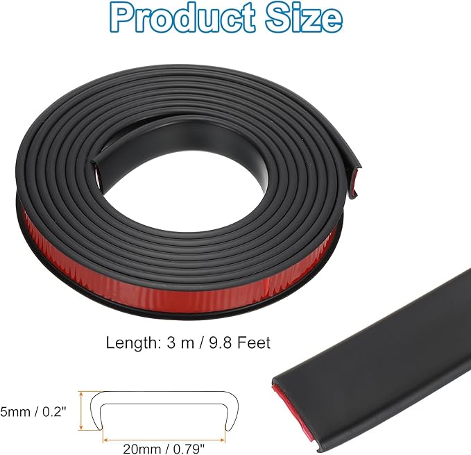 PATIKIL TPE U-Shape Edge Banding, 13/16 Inch x 9.8ft Self Adhesive Flexible Veneer Edging Trim Furniture Edge Protector for Shelf Cabinet Table Repair Restoration, Black