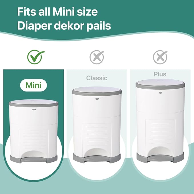 Diaper Pail Refills Compatible with DEKOR MINI, 30% Extra Thick, Leak-Proof, Durable, Holds Up to 660 Diapers, Easy to Use for Baby’s Diaper Disposal
