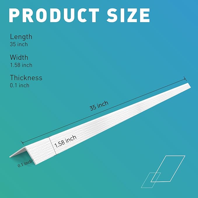 Wall Corner Protector,2PCS 35''x1.58'' Self Adhesive Corner Guard for Wall, Heavy Duty White Corner Protector Guard for Cabinet Doors, Edge Protector