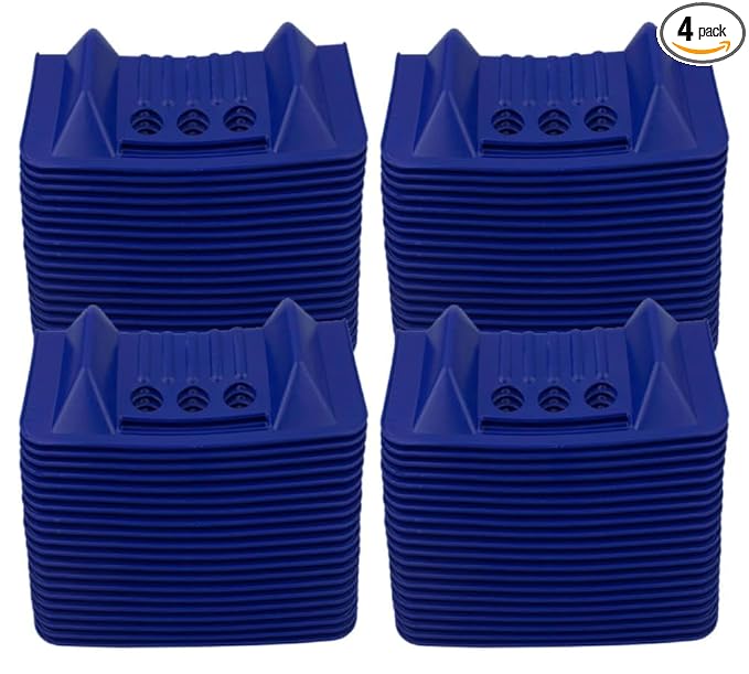 Mytee Products (80 Pack) 4" x 4" x 10" Blue Corner Protector V Shaped Flatbed Edge Guards with Carrying Case - Cargo Load Corner Edge Protector and Tie-Down Strap Guard for Flatbed