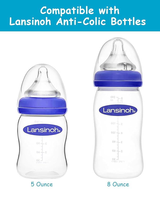 Sippy Cup Nipples for Lansinoh Baby Bottles, Soft 100% Silicone Sippy Spout Nipples, Variable Flow, 6m+, 3 Count