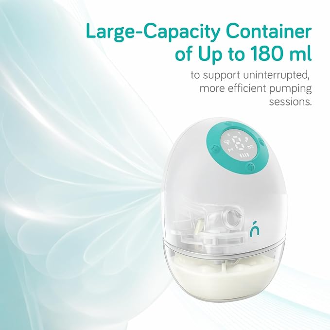 Nanobebe Wearable Breast Pump Hands Free Wireless Electric Breast Pump Smart App Controlled Pump Quiet Portable Multiple Modes, 2-Pack