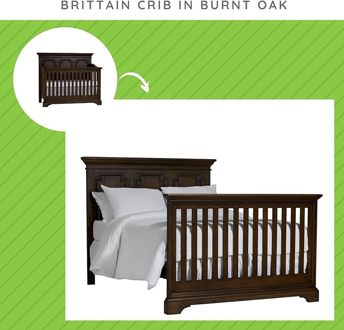Full-Size Conversion Kit Bed Rails for Viv + Rae Convertible Cribs - Solid Wood Rail - Toddler and Adult Bed Rail for Full-Size Beds - Essential Nursery & Baby Furniture (Burnt Oak, Option 2)