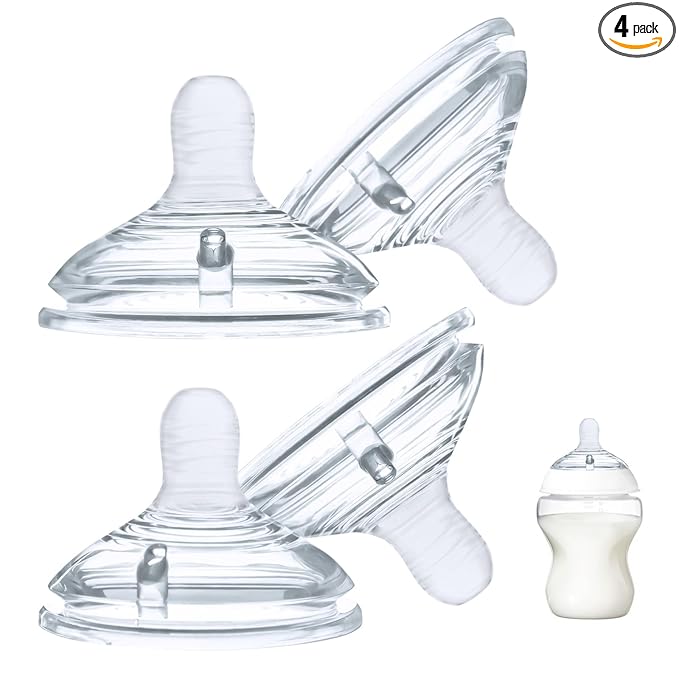 4-Count Silicone Bottle Nipples for Natural Start Anti-Colic Bottles & Advanced Anti-Colic Bottles & Close to Natural Bottless and NUK Simply Natura Bottle, Fast Flow, 6m+