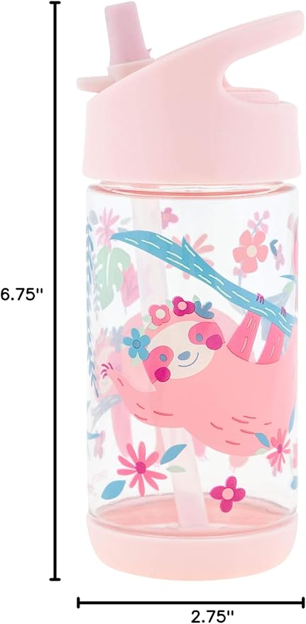 Stephen Joseph, Kids Flip Top Water Bottle, 10 oz Tritan BPA Free, Water Bottle for Girls & Boys, Back to School Flip Top Bottle, Sloth
