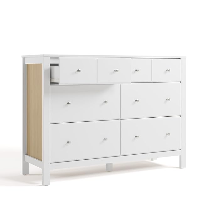 Storkcraft Horizon 6 Drawer Dresser (White with Driftwood) – GREENGUARD Gold Certified Dresser for Nursery & Kids’ Room, Modern Storage with Interlocking Drawer System