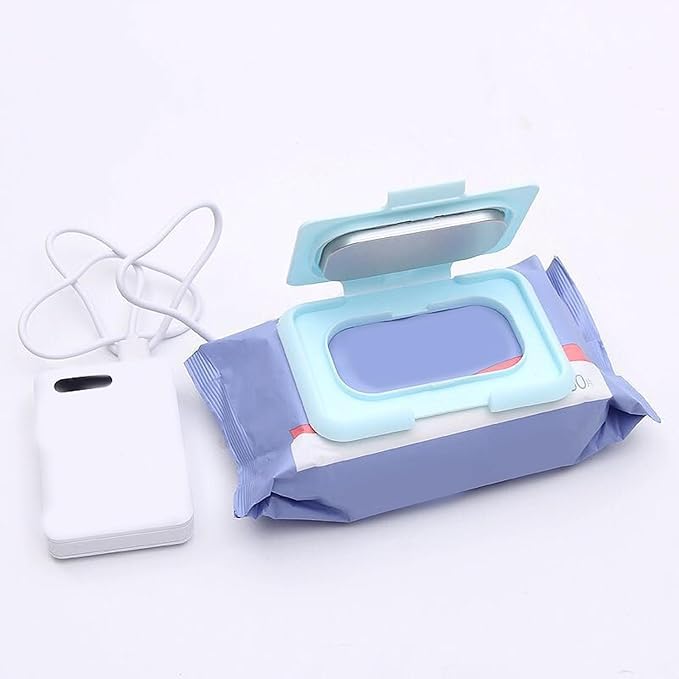 Portable Baby Wipe Warmer, Travel Wipe Warmer and Baby Wet Wipes Dispenser Wipes Warmer for Newborn Baby USB Wet Wipe Heater Constant Temperature Wipes Warmer for Household Car (Blue)