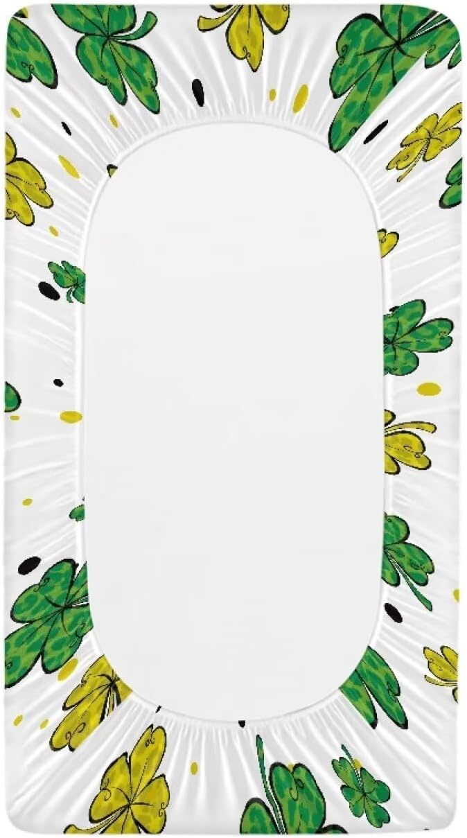 Green Leaf Baby Changing Pad Cover Durable Waterproof Changing Table Cover Stain Resistant Table Sheets Breathable St. Patrick's Day Diaper Changing Mat Cover
