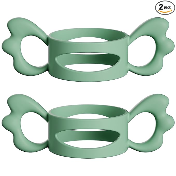 Baby Bottle Handles, Easy Grip Bottle,Silicone Wide-Neck Bottle Handle, Outer Diameter Over 6cm for Bottle Green Green (2 Pack)