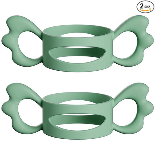 Baby Bottle Handles, Easy Grip Bottle,Silicone Wide-Neck Bottle Handle, Outer Diameter Over 6cm for Bottle Green Green (2 Pack)