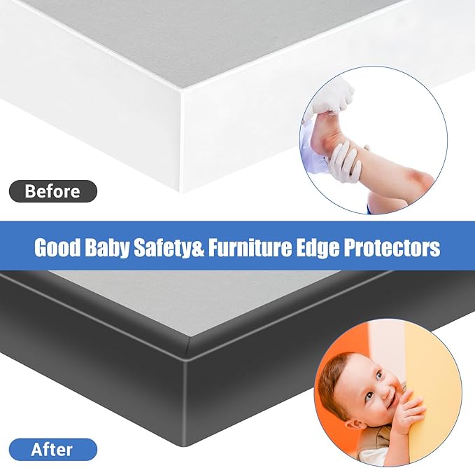Big Size Rubber Edge Trim, 2-1/2 inches Self-Adhesive U Channel Edge Protector for Woods, Flexible U Shaped Peel and Stick Edge Banding, Edge Guard, Fit 2.5"(63mm), 10Ft, Black