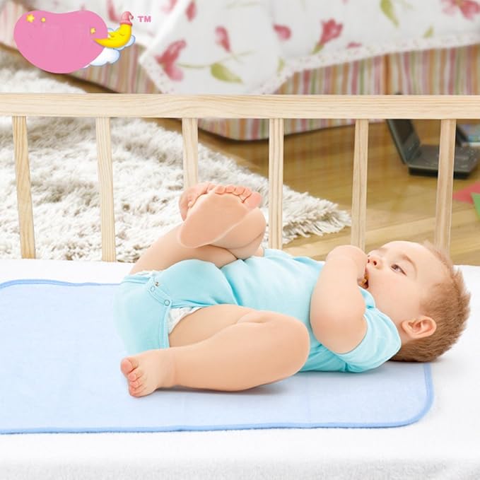 Monvecle Baby Infant Waterproof Cotton Changing Pads Washable Resuable Diapers Liners Mats Multi Pieces Pack (Blue-2pcs Medium 28" x 20")