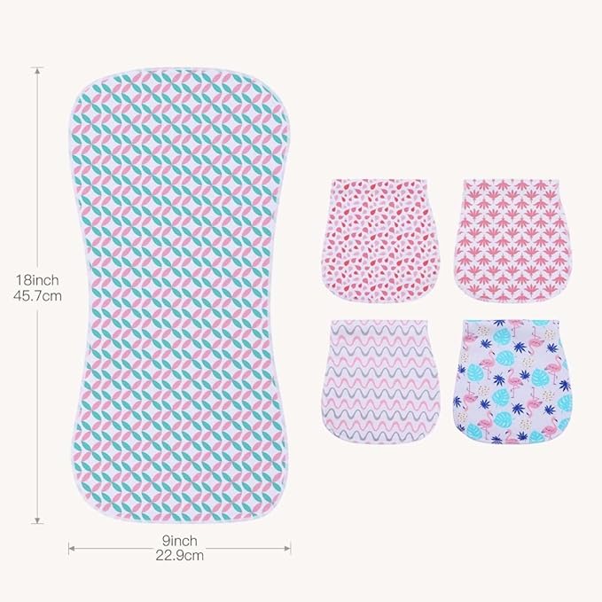 6 Pack Cotton Baby Burp Cloths Extra Absorbent Soft for Baby Boys and Girls (Pink02)