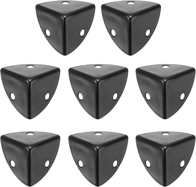 uxcell 8PCS Metal Corner Protector 0.9 x 0.9 x 0.9 Inch Box Edge Guard Protector Zinc Alloy Cabinets Speaker Corners Protector for Furniture Decorative (Black)