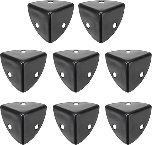 uxcell 8PCS Metal Corner Protector 0.9 x 0.9 x 0.9 Inch Box Edge Guard Protector Zinc Alloy Cabinets Speaker Corners Protector for Furniture Decorative (Black)