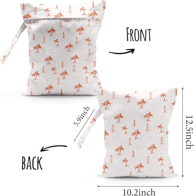Waterproof Cloth Diaper Wet Dry Bag Reusable Travel Beach Pool Daycare Soiled Toddler Items Yoga Gym Bag for Swimsuits Wet Clothes Bags - Sailboat Coconut Tree Pattern
