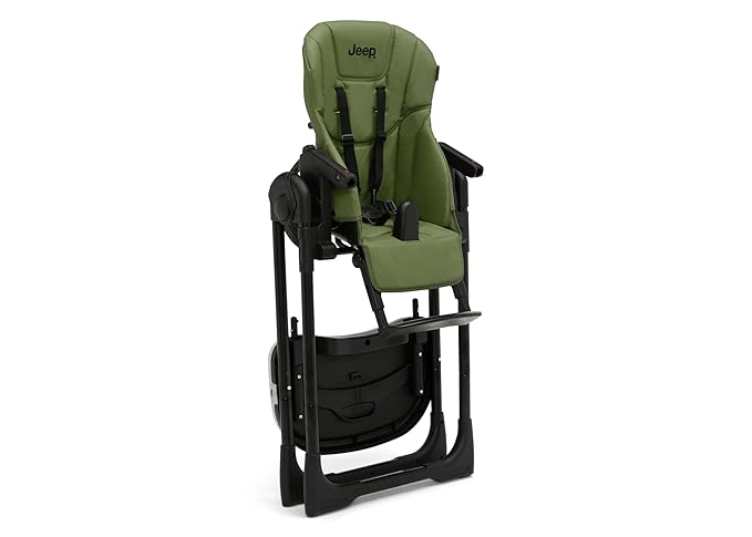 Jeep by Delta Children Classic Convertible 2-in-1 High Chair for Babies and Toddlers with Adjustable Height, Recline & Footrest - Dishwasher Safe Meal Tray, Olive Green