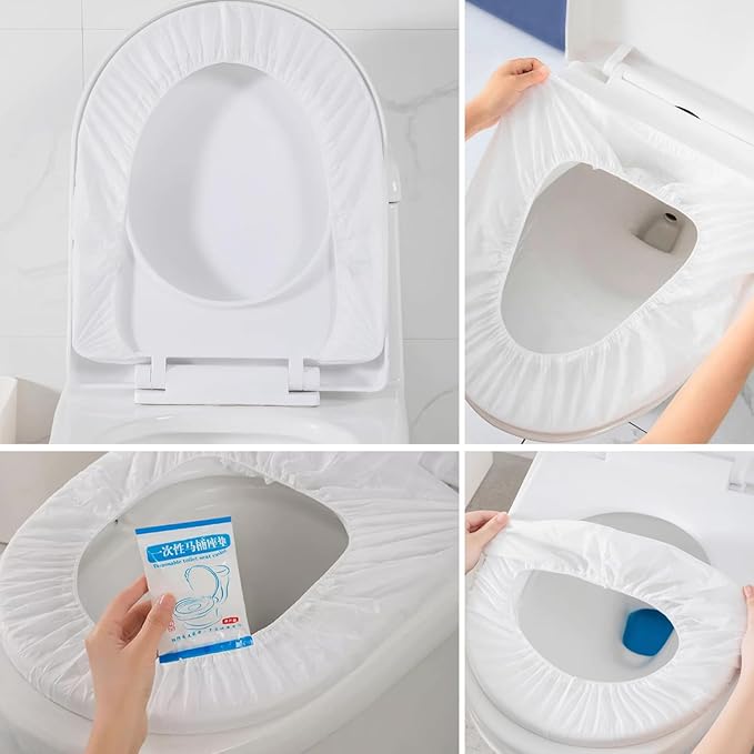 WALWAL 10 Pack Disposable Toilet Seat Covers, Individually Packaged Travel Hygiene Products, Waterproof and Anti-Slip Design for Public Restrooms, Hotels, Potty Training, & On-the-Go Hygiene