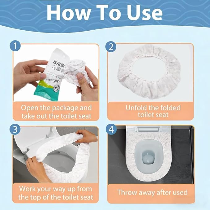 Disposable Toilet Seat Covers, 800PCS.Waterproof Non-Woven Fabric, Individually Wrapped, Portable for Travel, Hotel, Hospital, Public Toilet (Cartoon Print)