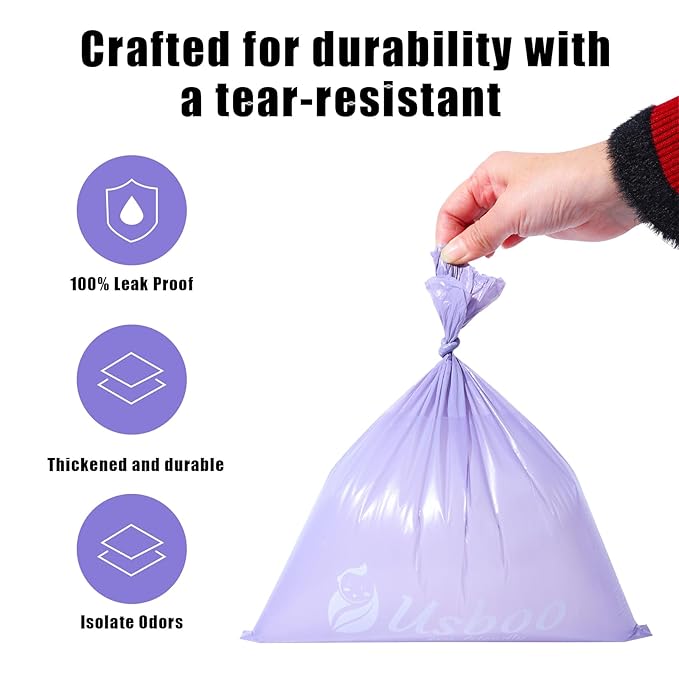 USBOO Disposable Diaper Bags for Baby | 8 Refill Rolls (120 Pack) | Lavender Scented | Baby Poop Bags with Dispenser | Essential for Travel and Quick Change on The Go