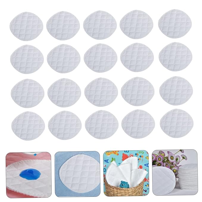KOMBIUDA 20pcs Breast Pads Feeding Bra Pads Pads Breastfeeding Pads Feeding Pads Reusable Essentials Baby Products Cotton White Pregnant Woman Washable