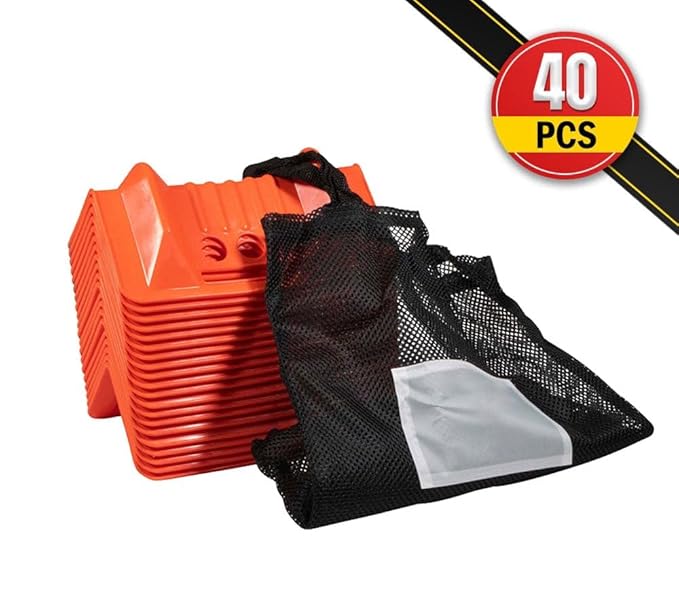 Mytee Products (40 Pieces) 4"x10" Orange Corner Protector V Shaped Flatbed Edge Guards with Carrying Case - Cargo Load Corner Edge Protector and Tie-Down Strap Guard for Flatbed