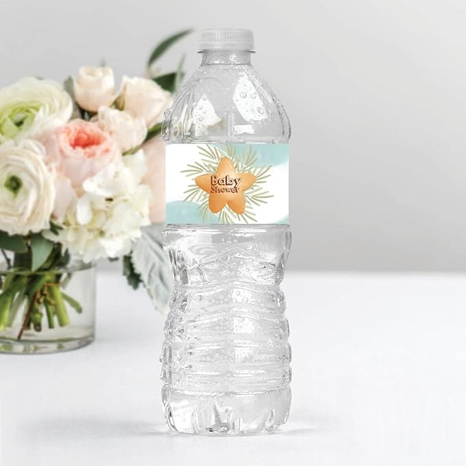 Pack of 32 Pcs, Cloud & Balloons Theme, Waterproof Self Adhesive Water Bottle Labels For Baby Shower, Boy/Girl, Baby Shower Party Collection