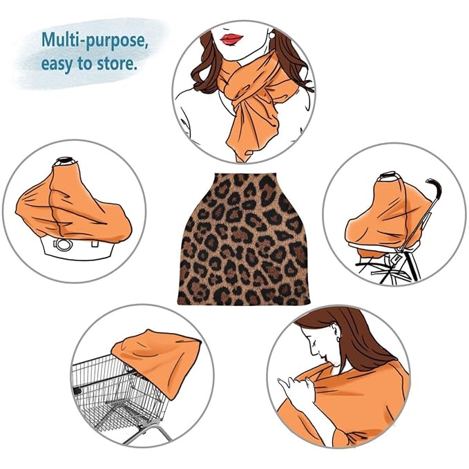 Breastfeeding Nursing Cover Baby Car Seat Canopy Cart Cover Leopard Print Blanket Stroller Poncho Cover