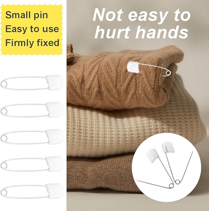 50Pcs 2.2" Plastic Head Nappy Safety Pins(White)