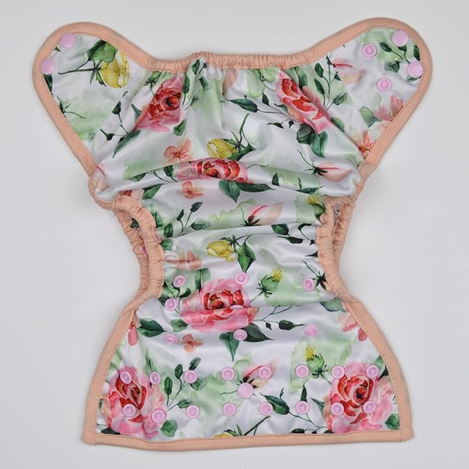 Baby Diaper Cover Nappy One Size 8lbs to 36lbs (Pink Flowers)