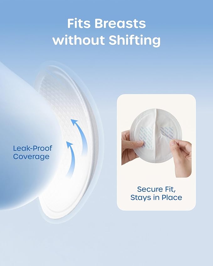 Nuliie High-Absorbency Blue Core Nursing Pads 200 Count, Disposable Breast Pads for Heavy Leaking, Stay Dry Day & Night, Leakproof, Individually Wrapped