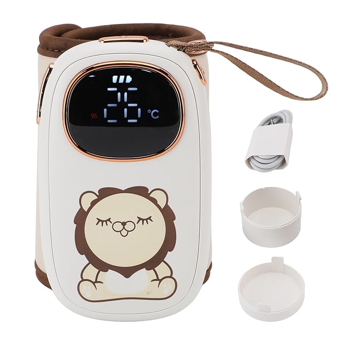 Portable Bottle Warmer Sleeve, Fast Heating 18W USB Rechargeable Baby Milk Heater with Insulation Wrap for Travel, Compact Milk Warmer for , 8000mAh Battery