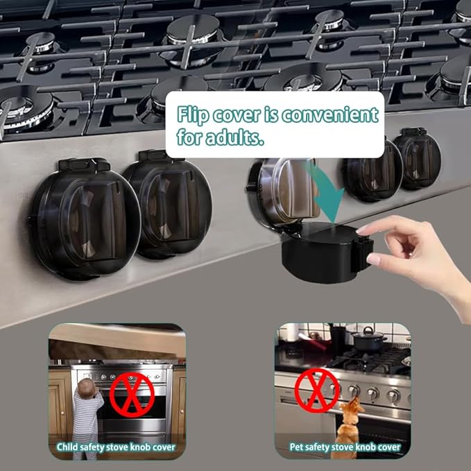 Stove Knob Safety Covers & Gas Stove Knob Locks - Childproof Oven Lock 5 Pack, Heat-Resistant ABS Stove Locks Child Safety Universal Fit Knob Covers