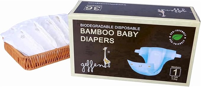 Geffen Baby - Biodegradable Baby Diapers, Size 3, 26-Pack | Sustainable, Hypoallergenic, and Ultra-Absorbent | Perfect for Eco-Conscious Parents