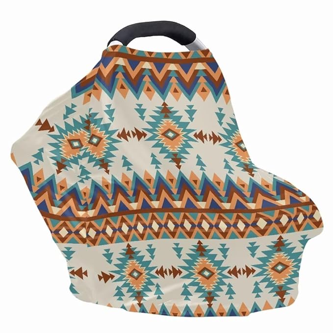 Coldinair Native Aztec Geometric Ultra Soft and Stretchy Car Seat Cover for Baby Boys Girls,Car Seat Canopy Nursing Cover,Multi-use Cover,Baby Breastfeeding Cover