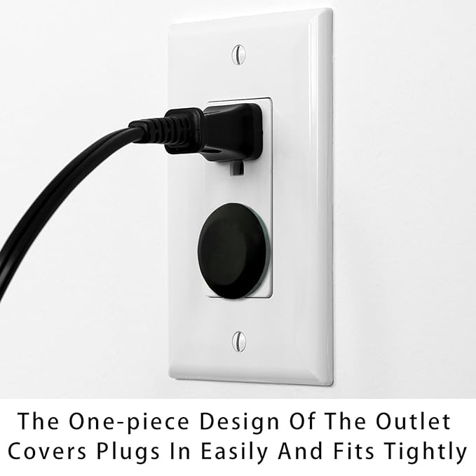 Outlet Covers (12/24 Pack)– Black Pure Background Outlet Plug Covers – Baby Safety Child Proof