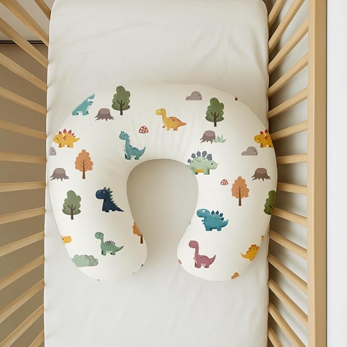 Nursing Pillow Covers 2 Pack, Breastfeeding Pillow Slipcovers Soft and Stretchy, Nursing Covers for Baby Girls Boys Newborn (Sage Dino)