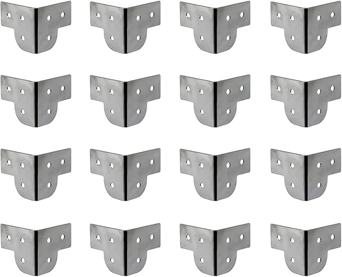Chromed Iron Case Corner Protector Metal Box Corner Support Angle Curved Decoration Guard Chest Wrap Angle 50x50x42mm Pack of 16