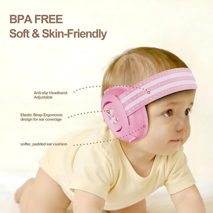 Floriogra Baby Headphones for Noise - Baby Ear Protection for Babies and Toddlers up to 36 Months - Babies Noise Cancelling Headphones - Infant Ear Protection Earmuffs Against Hearing Damage