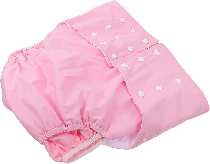 DOITOOL Washable Nappy Cover Diaper Pants Cotton Adult Reusable Nappy Cover Diaper Pant Cloth Incontinence Underwear for The Elderly and Disabled Pink