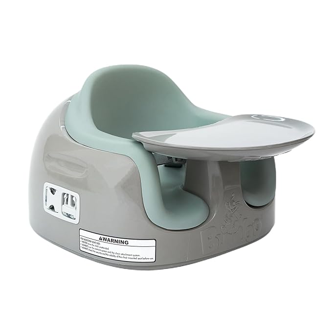 Bumbo 3-in-1 Baby and Toddler Multi Seat for Babies 6 to 36 Months, Breige/Agave - Floor Seating, High Chair, or Booster with Adjustable Height and Removable Tray