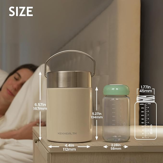 11oz Half-Day Cold-Chain Breastmilk Cooler, Double-Wall Vacuum Stainless Steel with 360° Cooling, Keeps Milk ≤50°F for 14 Hours, Ultra-Portable Leak-Proof BPA-Free, Easy to Clean