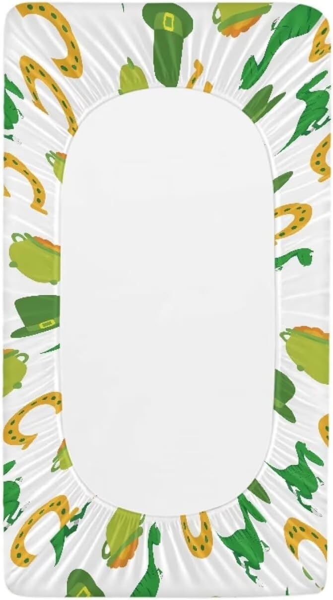 Dinosaur Hat Lucky Changing Pad Cover Waterproof Cozy Table Sheets St. Patrick's Day Universal Nursery Pad Change Cover Stretchy Breathable Cradle Sheets