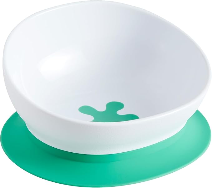 doddl 2-in-1 Baby & Toddler Suction Bowl with Removable Base, Converts to Non-Slip Self Feeding Dish, BPA & Toxin Free, Ergonomic High Back Oval Design, Dishwasher Safe, 6–48 Months (Fresh Green)