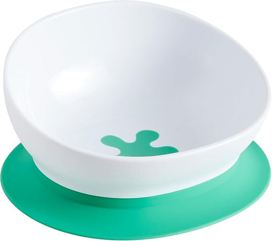 doddl 2-in-1 Baby & Toddler Suction Bowl with Removable Base, Converts to Non-Slip Self Feeding Dish, BPA & Toxin Free, Ergonomic High Back Oval Design, Dishwasher Safe, 6–48 Months (Fresh Green)