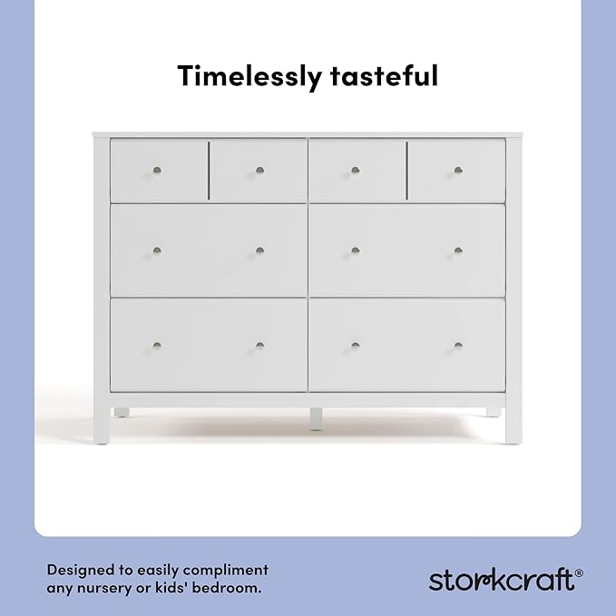 Storkcraft Horizon 6 Drawer Dresser (White with Driftwood) – GREENGUARD Gold Certified Dresser for Nursery & Kids’ Room, Modern Storage with Interlocking Drawer System